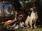 David de Coninck The hunter's trophy with a dog and an owl Sweden oil painting artist
